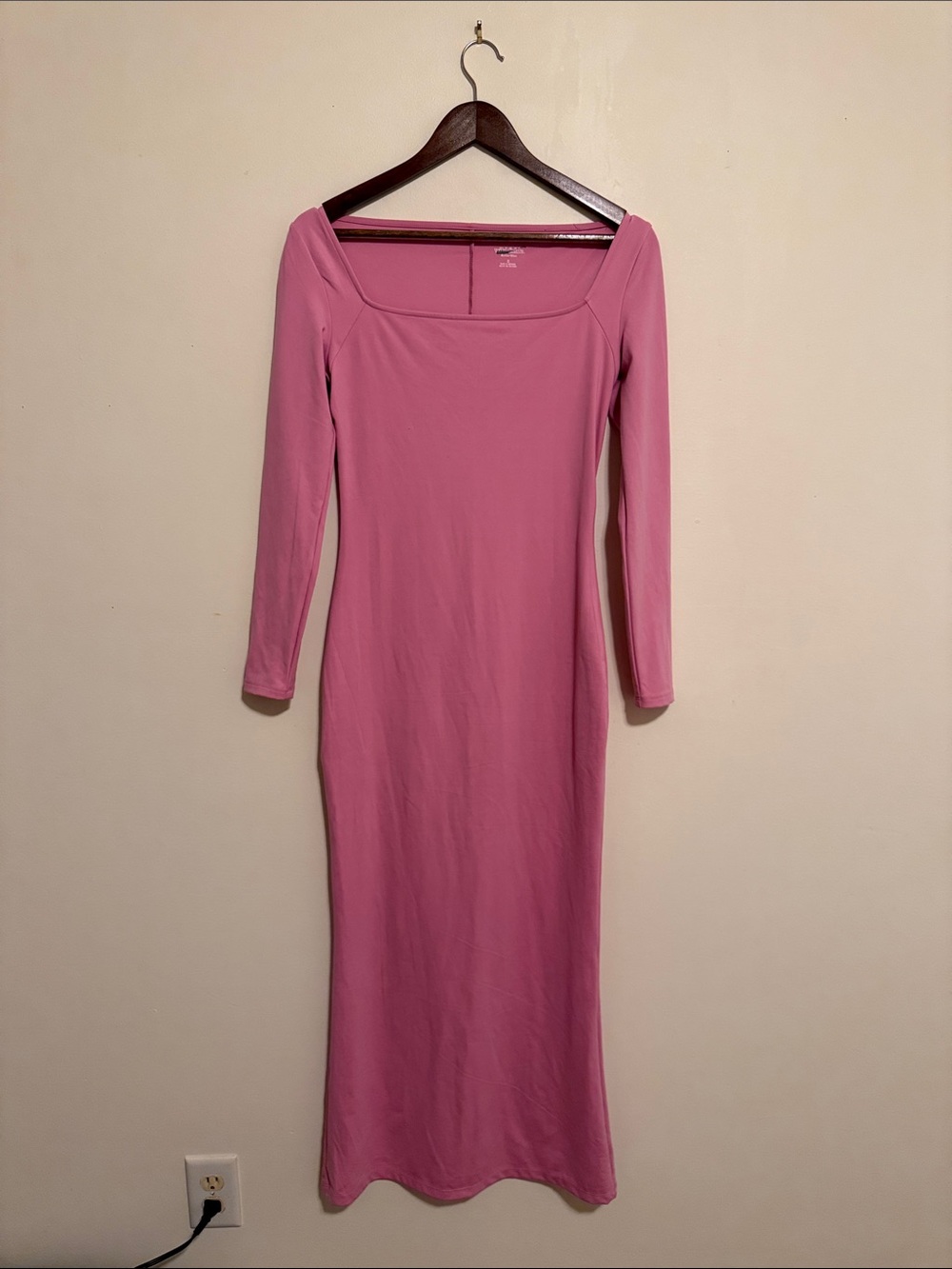 wild fable Butter Bliss Soft Curve Mauve Pink Square-Neck Midi Bodycon Dress